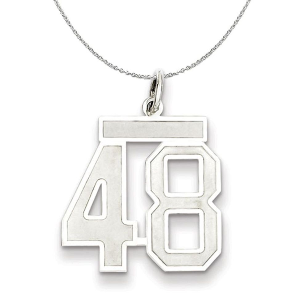 Sterling Silver, Jersey Collection, Medium Number 48 Necklace - 20 In